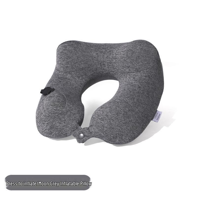 Inflatable U-shaped Travel Neck Pillow - Portable, Ergonomic, Height-Adjustable, Storable Milk Silk Design