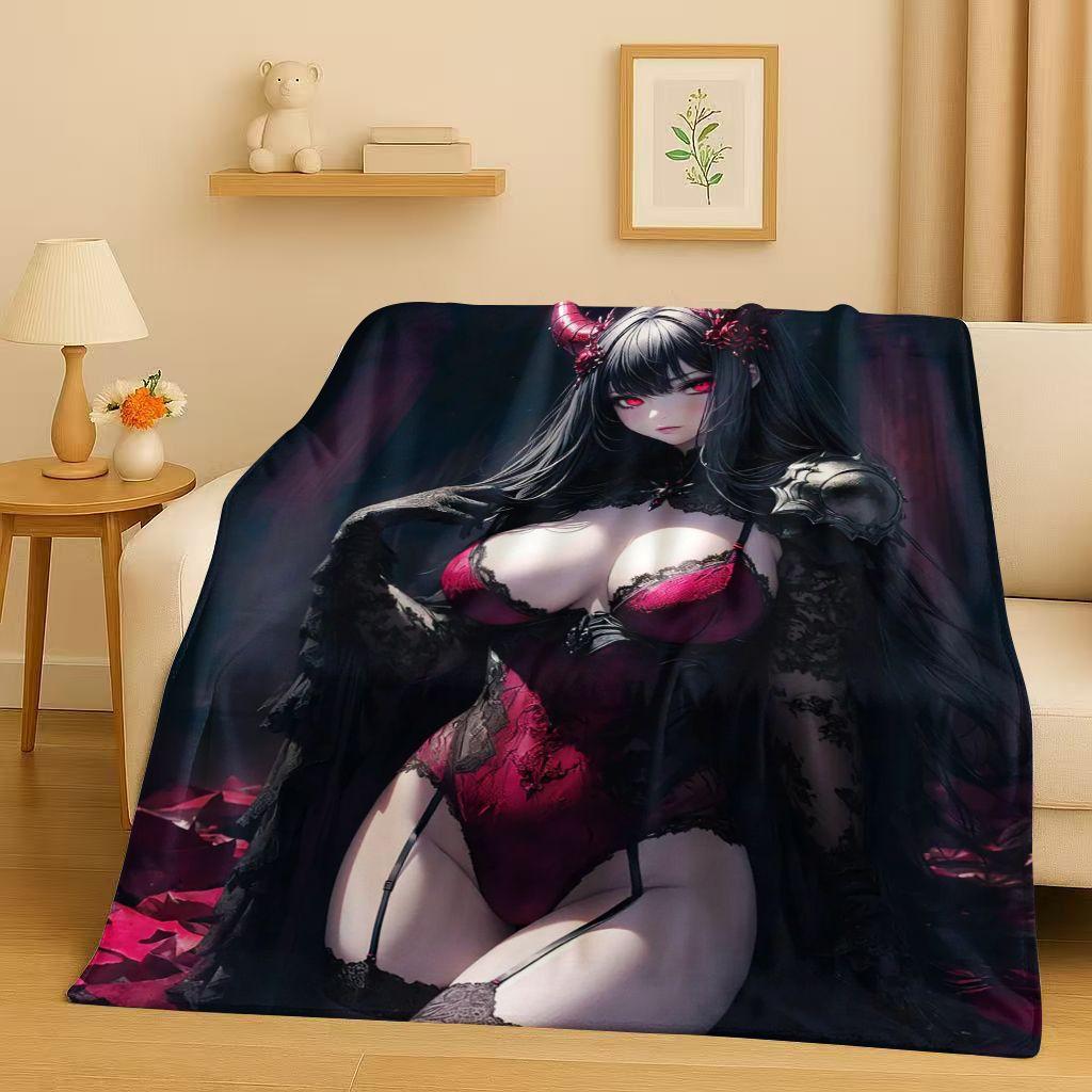 3D Gothic Dark Sexy Girls Cartoon Anime Characters Flannel Blanket,Soft Plush Throw for Home Bedroom Bed Sofa Cover Trave Gift