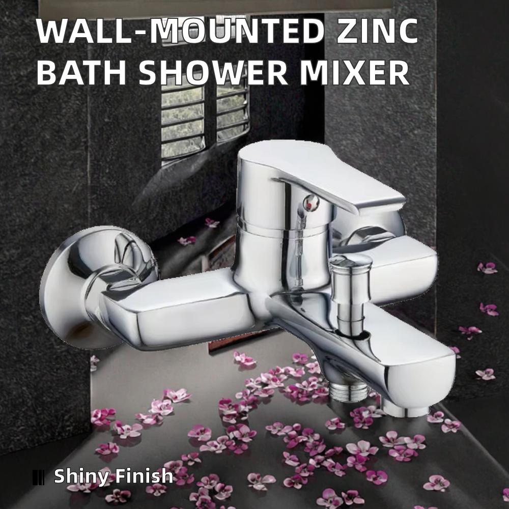 Hot Cold Wall-Mounted Bath Shower Faucet Mixer Contemporary Classic Style Oil Rubbed Brushed Surface Soft Jet Spray Zinc Ceramic