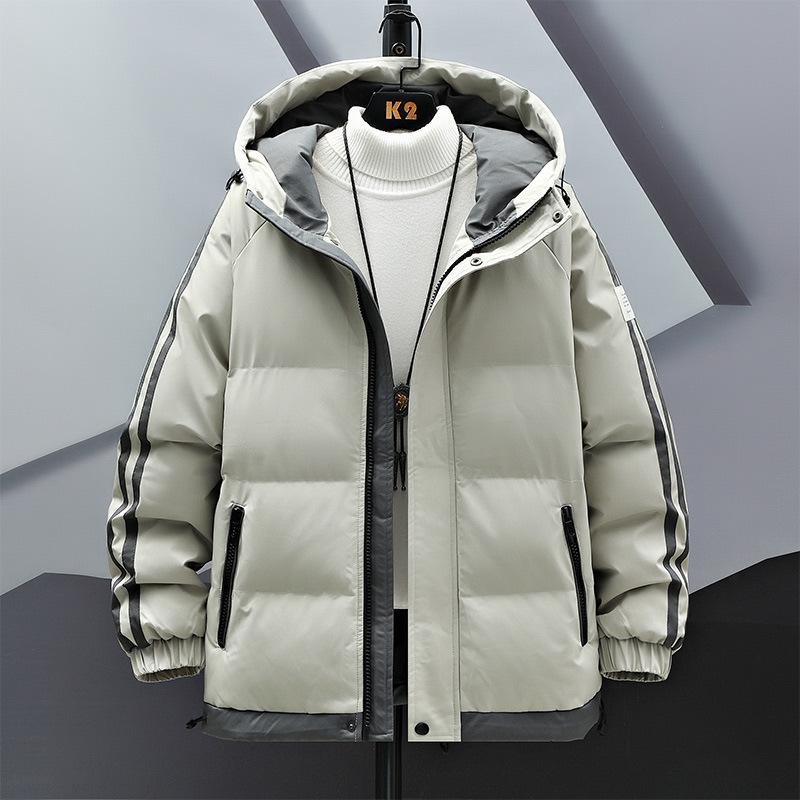 

Зимний тренд Two Bars с капюшоном, теплая хлопковая куртка с подкладкой, мужская куртка, модная универсальная повседневная одежда с подкладкой из хлопка 4XL