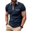 European American Style Men's Summer Short Sleeve Polo Shirt Button Turn Down Collar T-shirt Color Block Sports Rugby Shirt