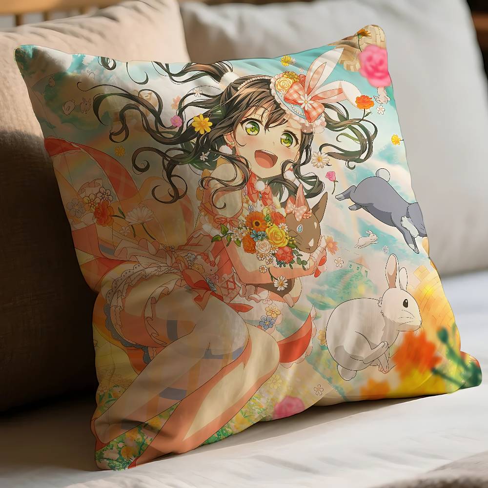 BanG Dream Anime Pillow Case Throw Pillow Cover Nordic Vintage Style Cushion Covers Home Living Room Sofa Couch Seat