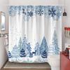 Blue Christmas Snowflake Shower Curtain, Winter Forest Deer Fabric Shower Curtains Set For Bathroom Decoration With Hooks Cute
