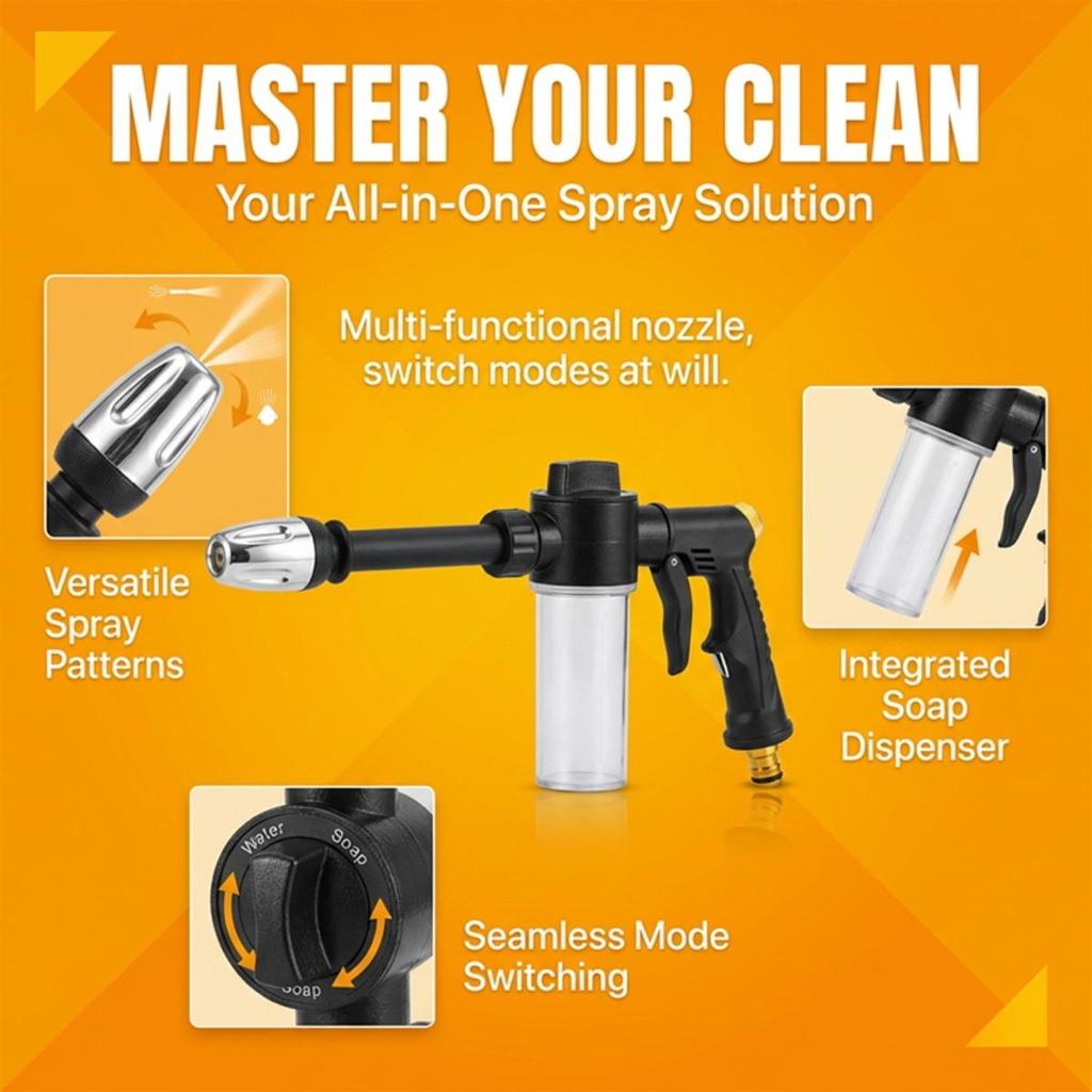 Portable High-pressure Car Washing Foam Gun with Long Handle, The Spraying Force Is Increased By 2 Times, Easy To Use, Car Washing, Watering, Cleaning