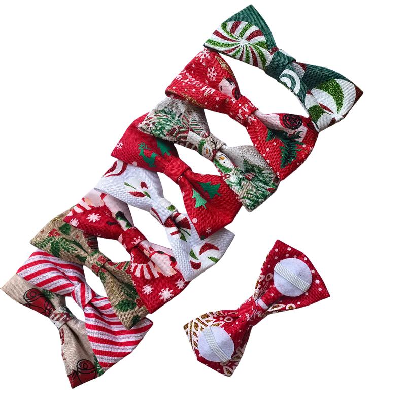 50pcs/lot Christmas Pet Bow Kitten Puppy Collar Flower Wearable Xmas Bow Ties for Dogs Cat Accessories