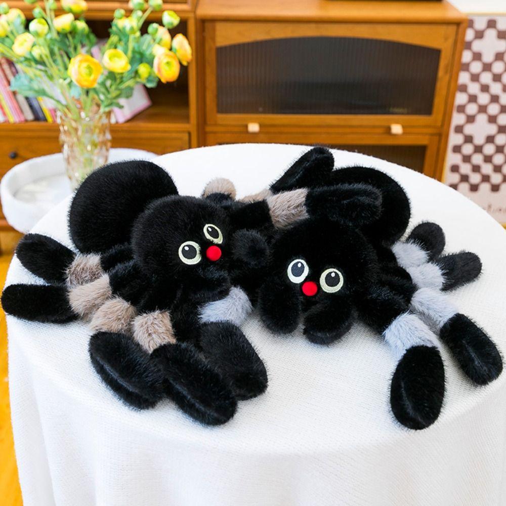 Holloween Decor Spider Stuffed Animal Toy Fluffy Black Crawling Pet Doll  Party Supplies