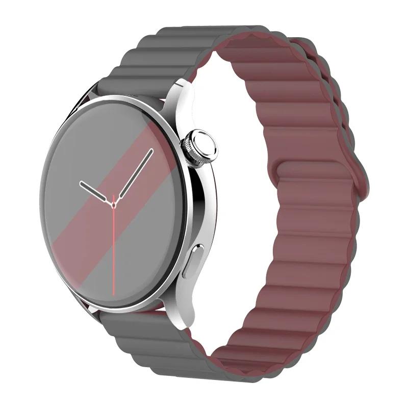 20mm 22mm Magnetic Loop band For Samsung Galaxy watch 6/5 pro/4/Classic/active 2 Silicone link bracelet huawei GT 2-2e 3-4 strap