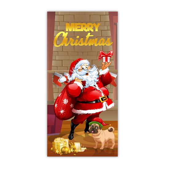 Copriporta Natalizio Gigante 200x93 Cm Con Babbo Natale E Albero – Banner In Tessuto Per Decorazioni Festa, Photo Booth E Sfondo Capodanno