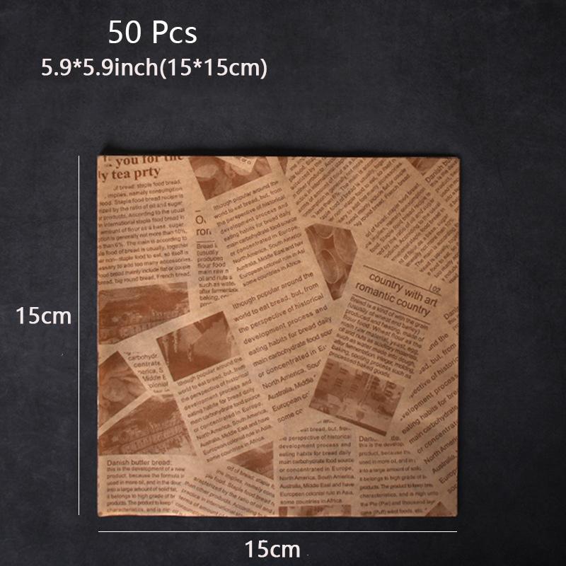 

50Pc Oil-absorbing Newspaper Kitchen Oil-proof Wax Paper Fries Fried Chicken Oil-absorbing Paper Bread Bake Separating Pad Paper