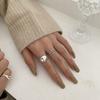 Elegant Korean Ddp Heart Shaped Chain Ring For Women Adjustable S925 Silver Fashionable Vintage Style