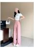 Spring 2026 Plus Size Women's Drawstring Elastic Waist Wide Leg Suit Pants