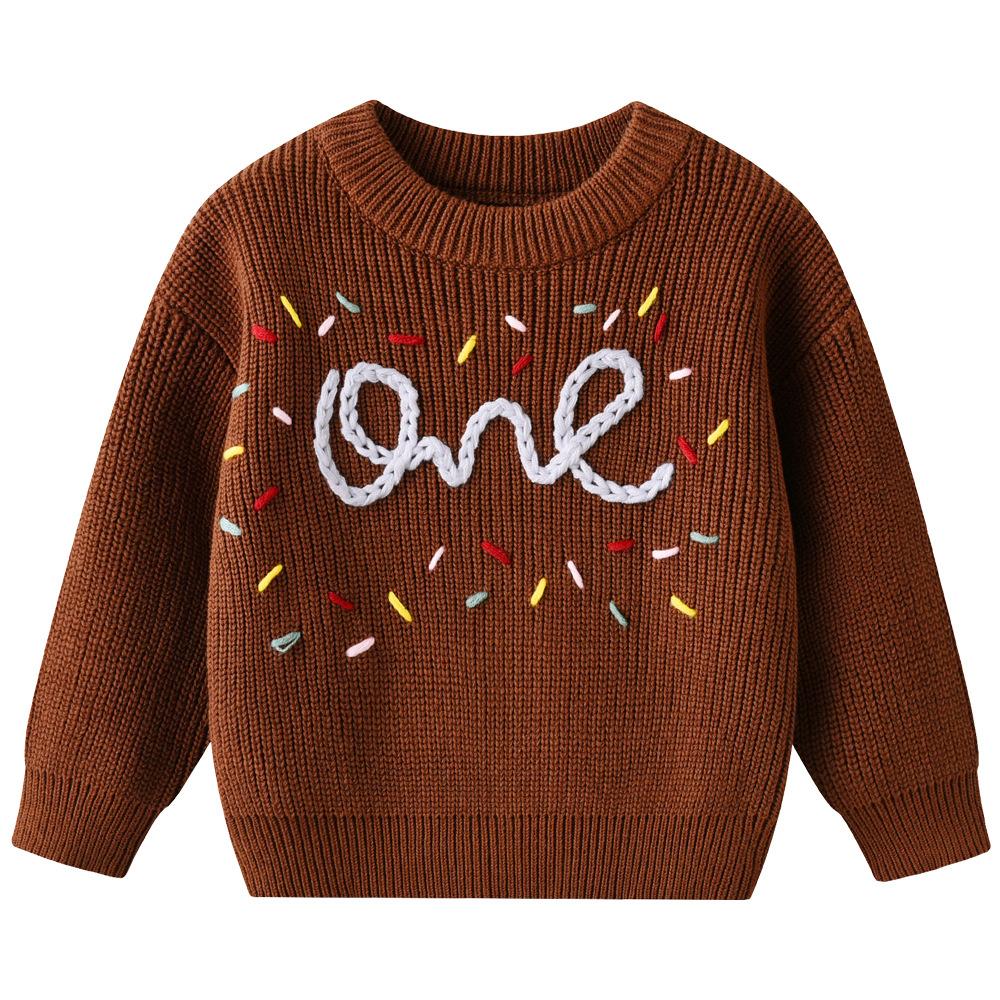 Autumn and Winter Baby Baby Bottoming Sweater Birthday Etsy Diys Hand-embroidered One Boy Girl Sweater