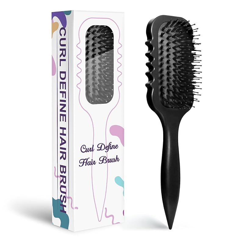 Curl Defining Brush – Curly Hair Brush for Wet or Dry Use – Detangles Knots, Reduces Frizz – Styling Tool for All Hair Types, Unisex(Pink)