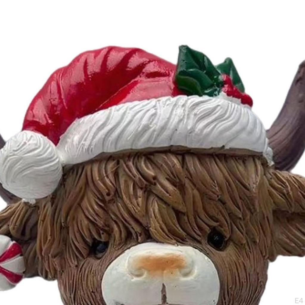 Christmas Cow Statue Figurine Collection Festival Desktop Ornament for Shelf Farmhouse Dining