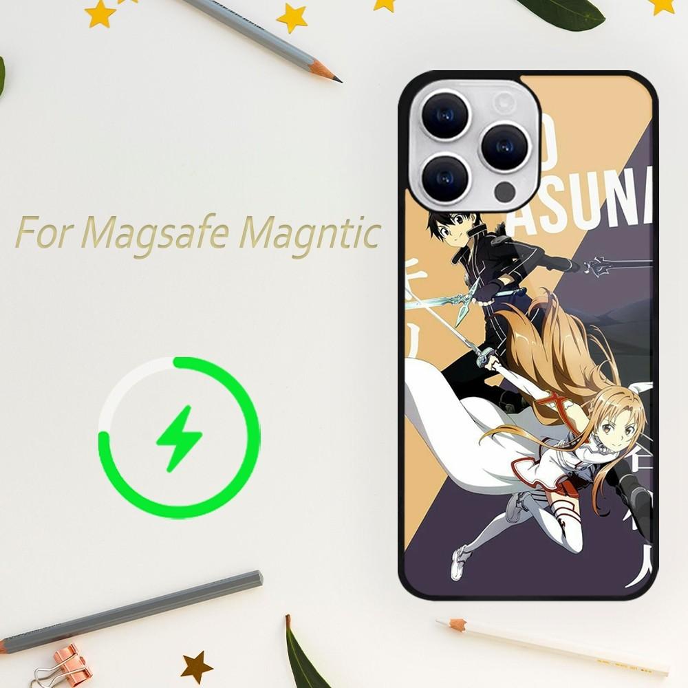 Bilibili Sword Art Online Anime Phone Case For iPhone 15 14 13 12 11 Plus Pro Max Magsafe Magnetic Wireless Charging