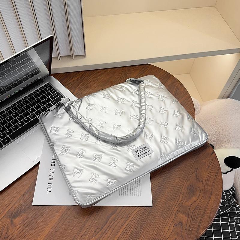 

Сумка-тоут большой вместимости, новая универсальная сумка-шоппер на плечо и подмышку, премиальная текстура, сумка для компьютера, осень-зима серебряный