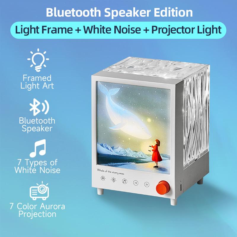 Bluetooth Aurora Box Table Ambient Light With Stepless Dimming White Noise Projector Night Light For Christmas Gift