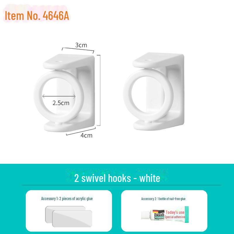 Misuo Punch-Free Rotating Telescopic Curtain Rod Hook Clip Bracket.