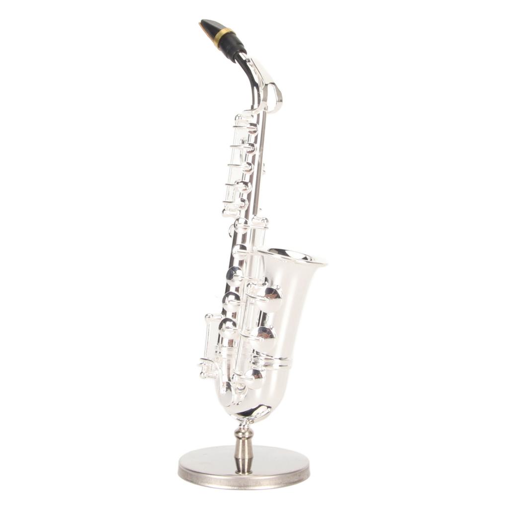 Miniature Saxophone with Stand and Case Mini Musical Instrument Miniature Dollhouse Model for Home Decoration Gift