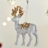 Plastic Flocking Reindeer Figurine with Sequined Ornament Festives Christmas Tabletop and Windowsill Decoration Gift
