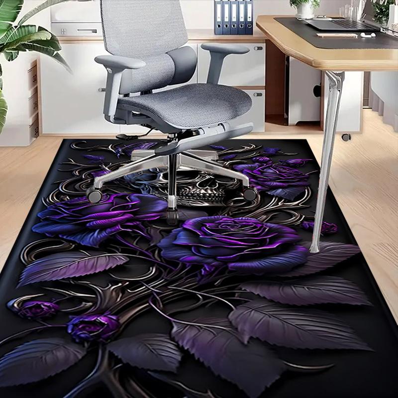 1pc Skull Roses Carpet, Office Rug Outdoor Mat Home Decor Area Carpet Festival