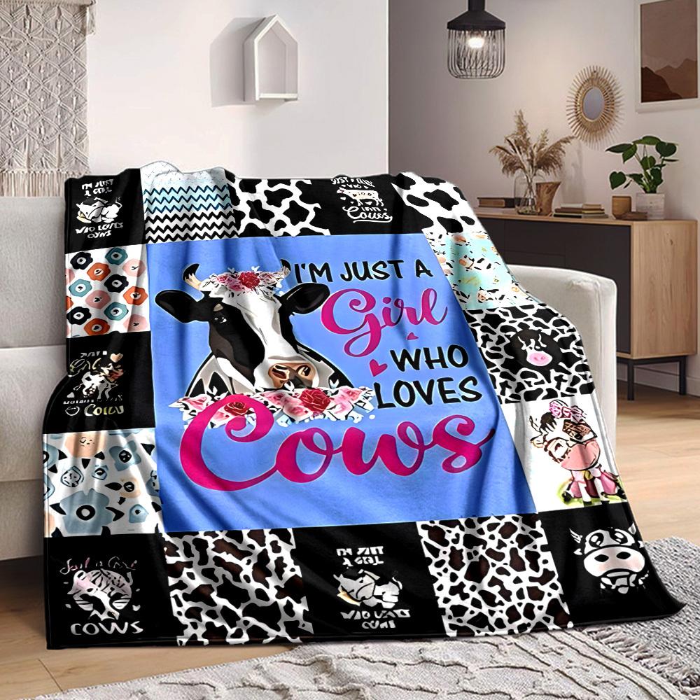 

1 шт. Плед для любителей коров - Идеальный подарок на день рождения, Рождество и Хэллоуин - Мягкий, теплый и универсальный yy250909113 75x90cm