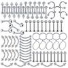 85PCS Surgical Steel Body Piercing Jewelry Lot Bulk Nose Ring Tongue Bar Lot Eyebrow Labret Piercing Set Horseshoe Ring Lot Pack
