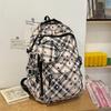 Large Capacity Plaid Backpack Women's Star Printed Student School Bag with Coin Purse