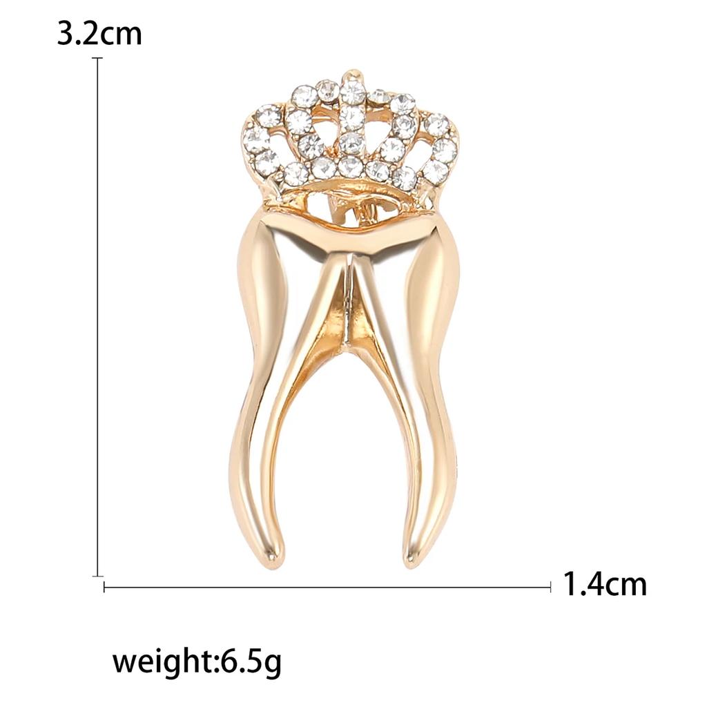 Enamel Teeth Pin for Women Unisex Rhinestone Cartoon Tooth Brooch Event Party Backpack Decoration Clothes Accessories