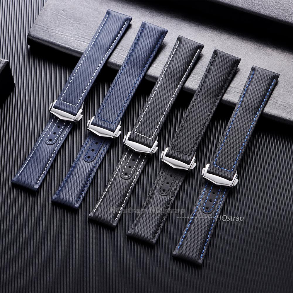 For Omega Sailcloth Nylon Watch Band 20mm 22mm Waterproof Sailcloth Strap Black Blue Men Sport Bracelet Folding Buckle Wristband