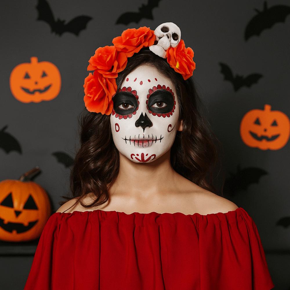 Halloween Decor Halloween Hair Hoop Exaggerated Gothic Flower Hairband Skull Head Headband  Party