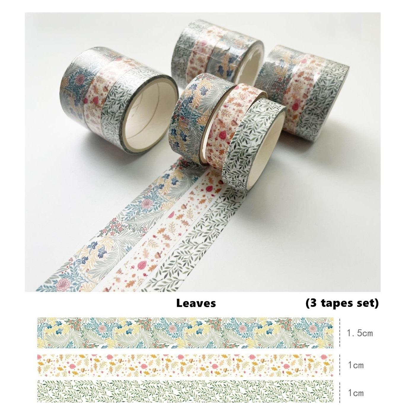 

3 шт., набор декоративных лент васи с базовым узором, 10 мм/15 мм * 3 м, цветные клейкие маскировочные ленты, наклейки для дневника
