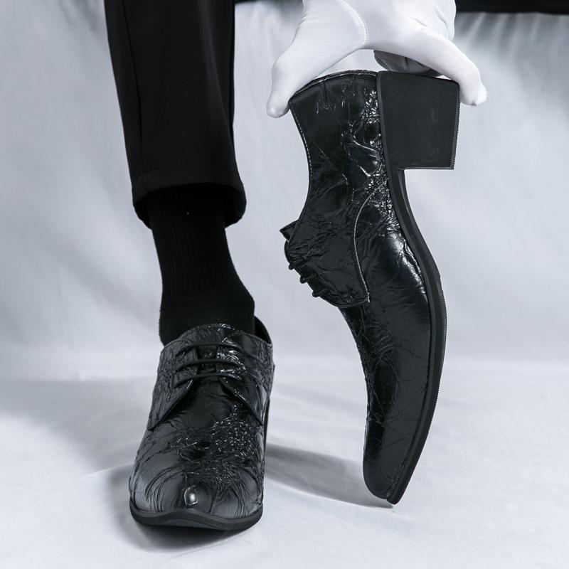 Men Dress Derbys Formal Business Leather Shoes Black Pointed Toe Tuxedo Wedding Shoes Plus Size