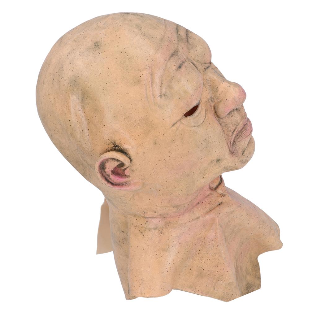 Realistic Bald Head Latex Old Man Face Dressing Up Party Prop Full Overhead Chest Latex Costume Wrinkle Face for Cosplay