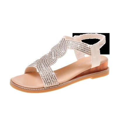Mode 2024 Neue Sommer Damen Sandalen Sexy Schuhe Kristall Lässig Damen Flats Schnallenriemen Damenmode Strandschuh Große Größe 35-40