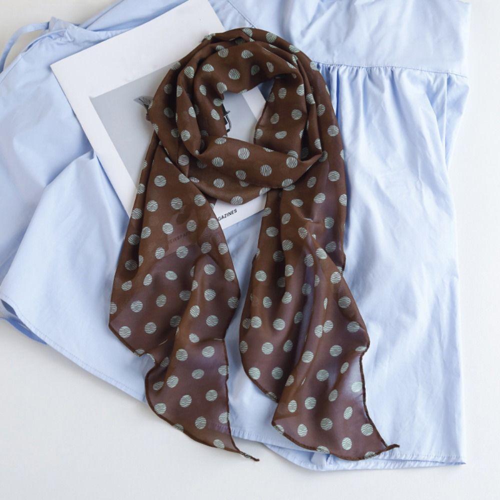 Elegant Dot Print Women Scarf Decorative Thin Chiffon Scarf Multifunctional Neck Scarf For Spring Summer Autumn