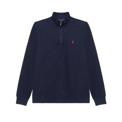 Polo Poloshirt FW24 Einfarbig Kleines Pony-Logo Stehkragen Halber Reißverschluss Langarm Kinder Oberteile Blau 323953023-001