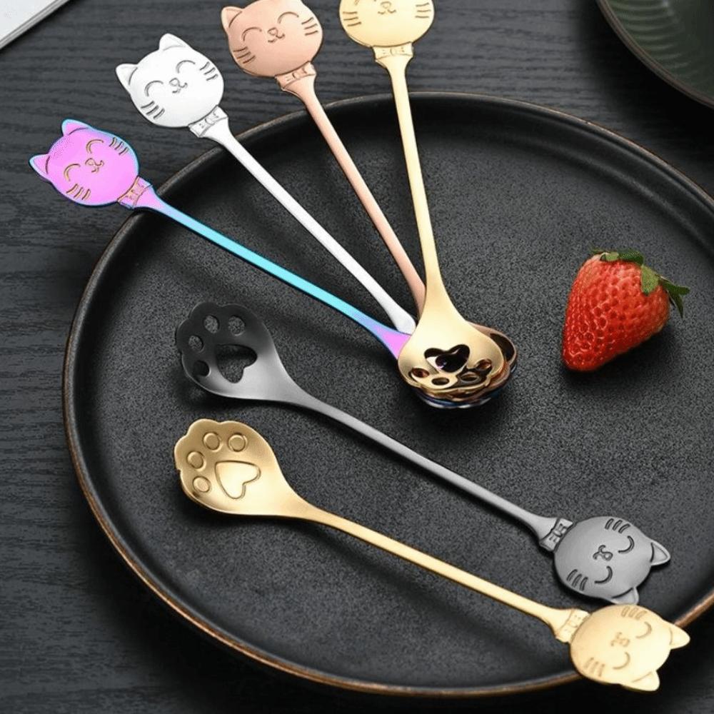 Stainless Steel Coffee Spoon Paw Design Stirring Spoon Cute Ice Cream Spoon  Tableware