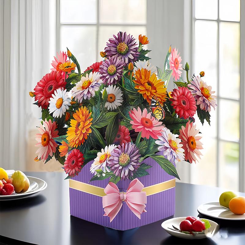 Biglietto d'auguri 3D Pop-up per la Festa della Mamma con Fiori e Busta