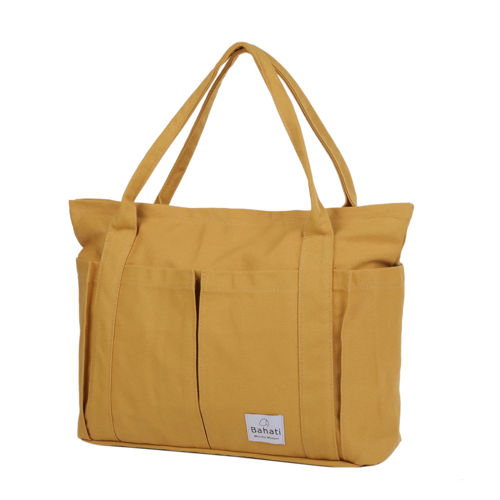 

tote large with shoulder bag [Bahati] Mother s bag, bag, women s, capacity, A4, A3, zipper, canvas, (yellow)