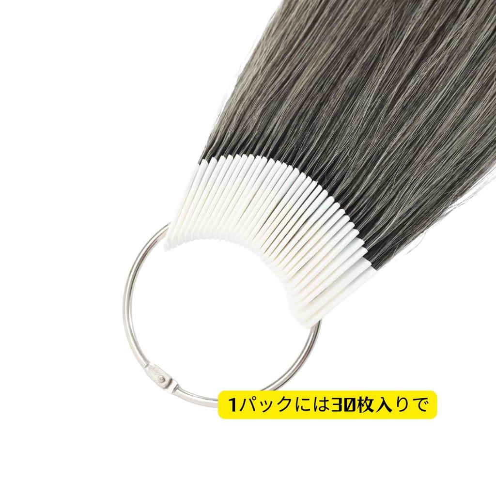 BUMMSEVEN Natürliches Echthaar-Bündel, Farbe ungebleicht, insgesamt 30 Längen, Friseur-Farbe, Haarfärbemittel, Farbkarte, 100 % Test, grau, Stücke, ca.. 20 cm,