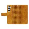 For Samsung Galaxy S24 FE Leather Case Wallet Stand Grids Imprinted Phone Cover with Strap