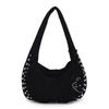 Casual Y2K Suede Shoulder Bags for Women Rivet Design Cool Girls Crossbody Bag Purse Versatile Female Underarm Hobos Handbags