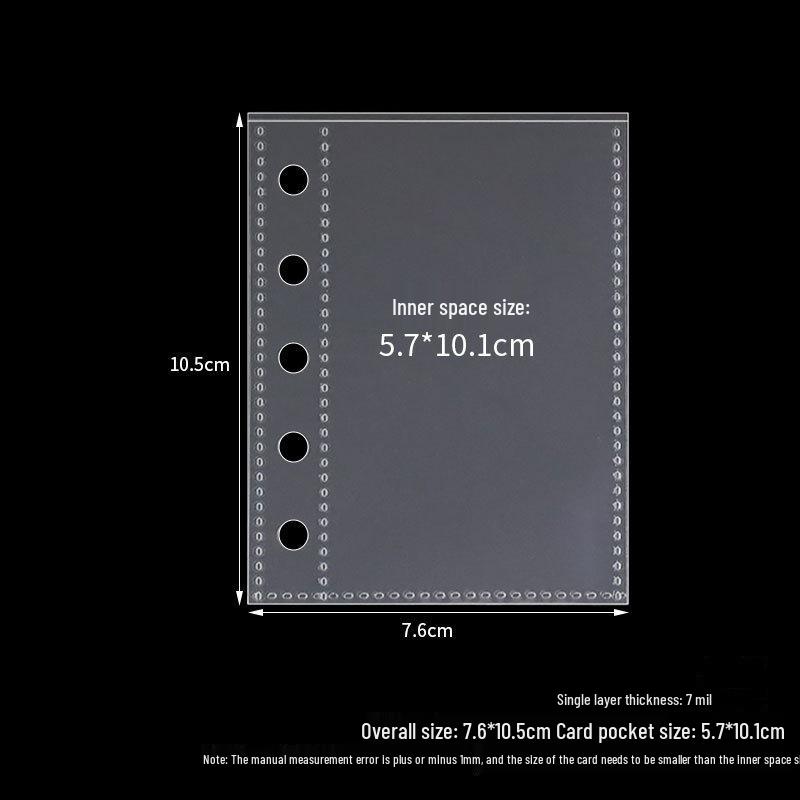 PVC Transparent A5 Loose-leaf Planner Binder Cover with Refill Pages and Zipper Bag