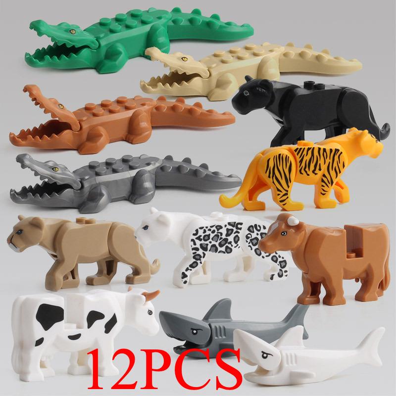 The Zoo Model African Elephants Camel Deer Crocodile Leopard Animal Building Blocks Educational Games Figure Brick Toys Kid B03