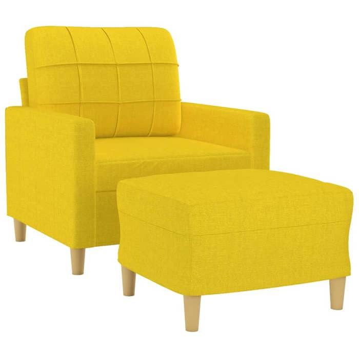 VidaXL Armchair with Footrest Light Yellow 60 Cm Fabric, Sofa, Armchair, TV Armchair, Single Sofa, Seat, Recliner Sofa, 3200998