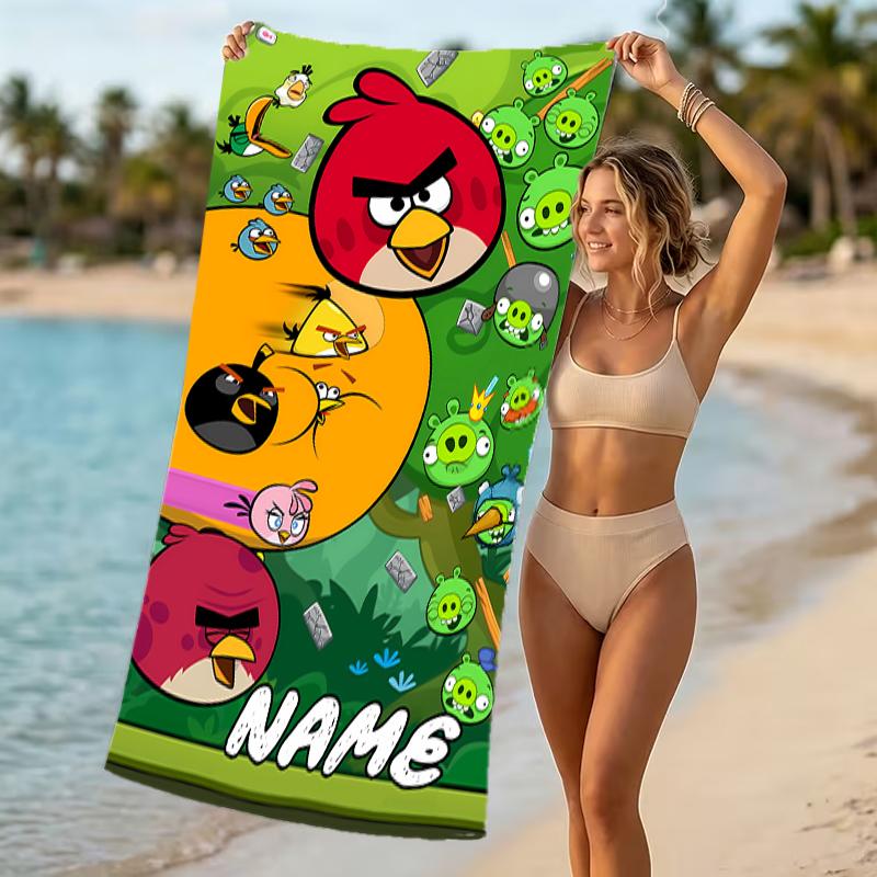 Customizable personalized beach towels Angry Birds game themed designs.Suitable for the beach, yoga, sports;ideal as beach accessories