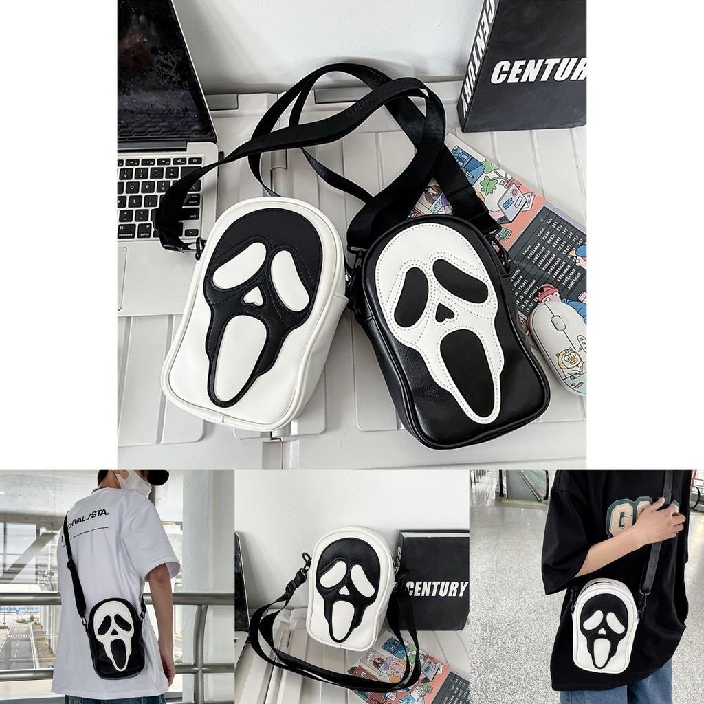 Trendy Ghost Skull Crossbody Bag Small Pu Shoulder Bag For Men And Women