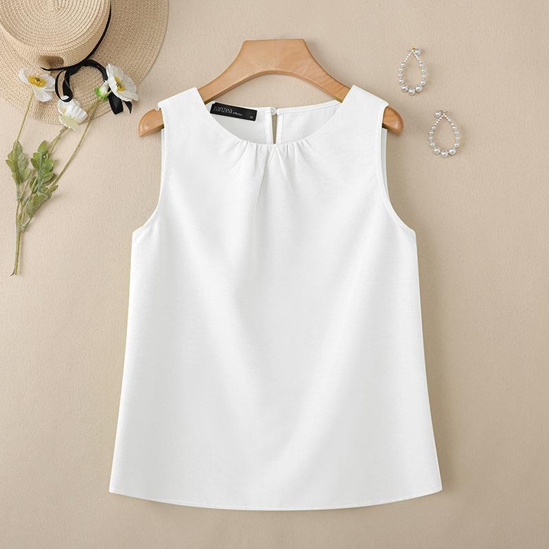 

ZANZEA Женские повседневные летние майки без рукавов с круглым вырезом 5XL