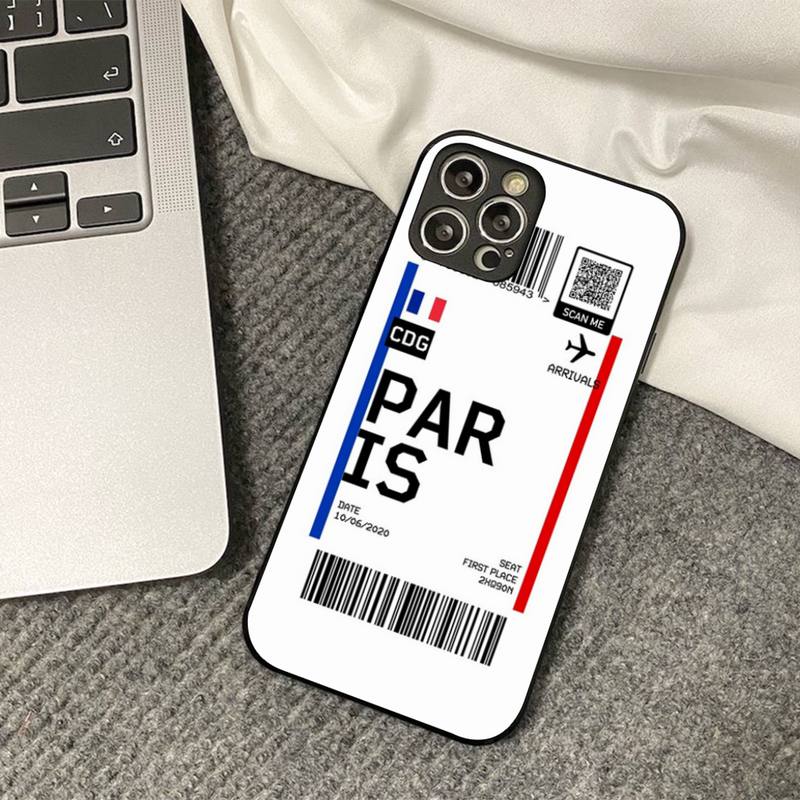 INS Light Ticket Airplane Phone Case for iPhone 11 12 13 mini pro XS MAX 8 7 6 6S Plus X 5S SE 2020 XR cover